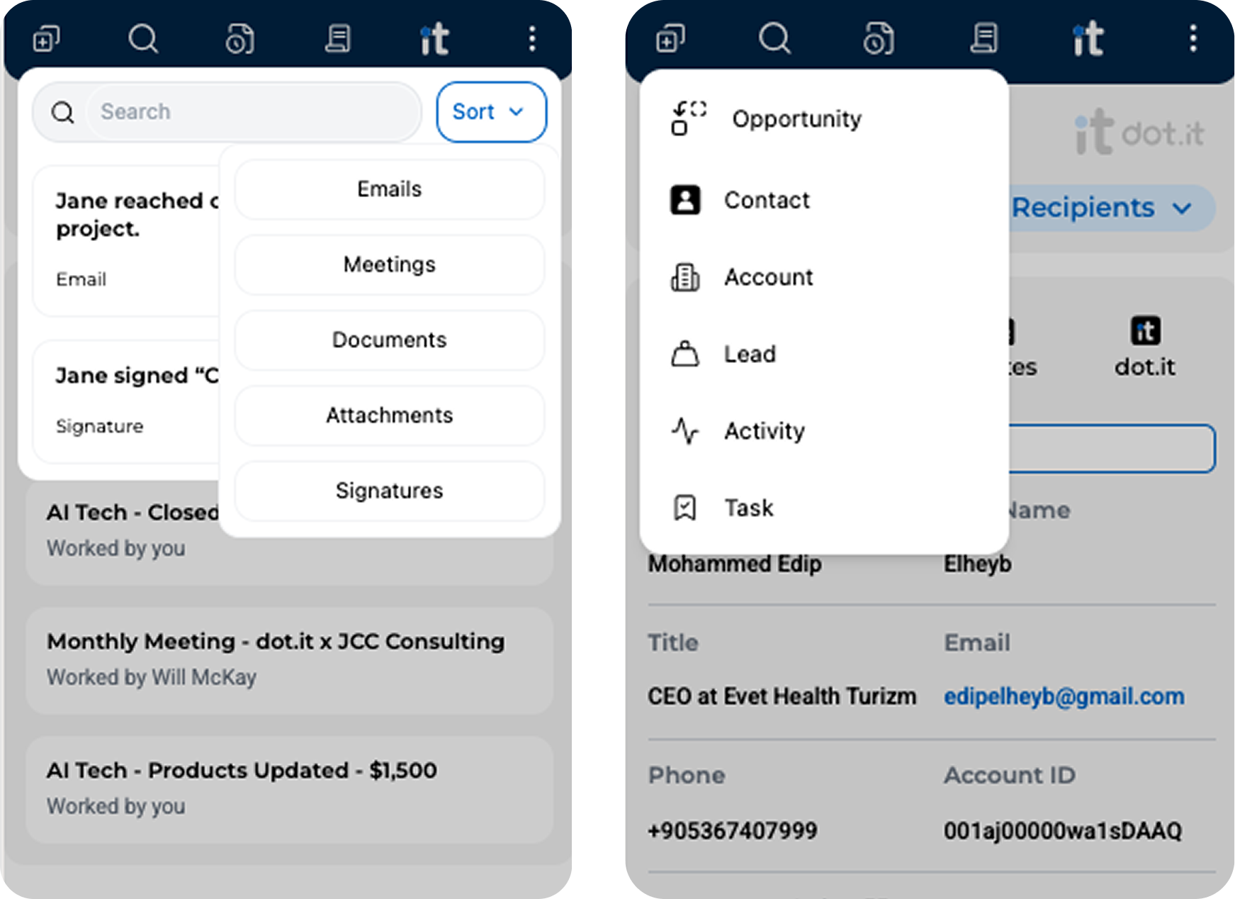 Revenue Teams interface